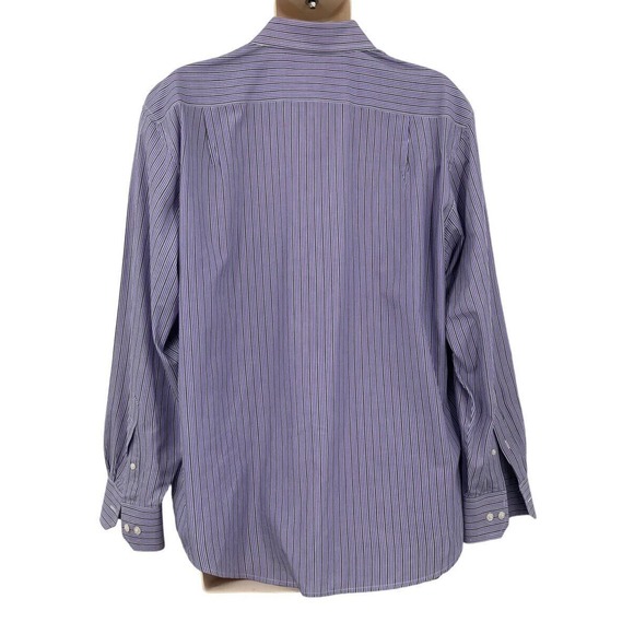 Izod Mens LS Button Down Shirt Purple Black White Stripe L - Picture 6 of 6